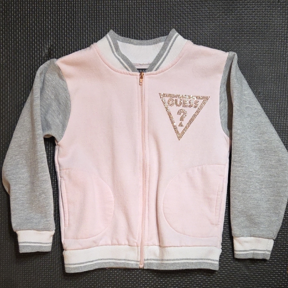 Guess Kids Pink and Gray Zip-Up Jacket